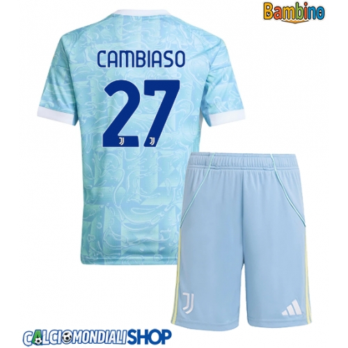 Maglie da calcio Juventus Andrea Cambiaso #27 Seconda Maglia Bambino 2025-26 Manica Corta + Pantaloni corti)